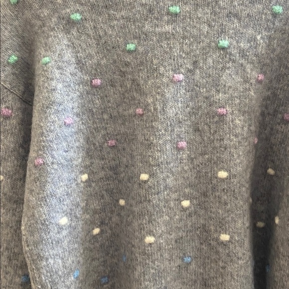 LOFT Gray Sweater with Pastel Dots - Picture 10 of 14